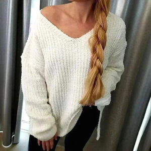 Cream So Soft Cozy V-neck Sweater top